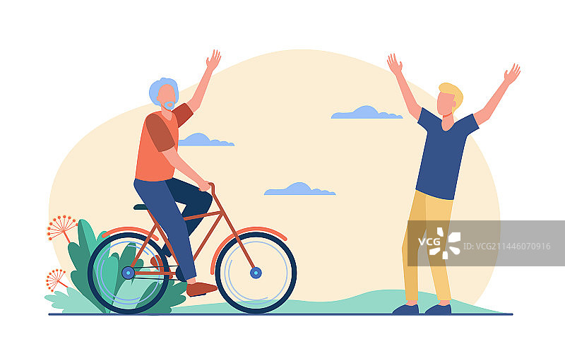 户外活动的老年人和年轻人图片素材