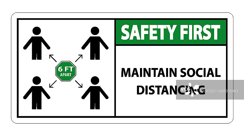 安全第一，保持社交距离6英尺图片素材