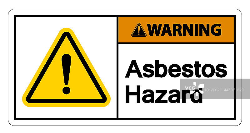 白色背景上的石棉危险警告标志图片素材