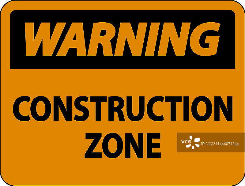 白色背景上的警告施工区域标志图片素材