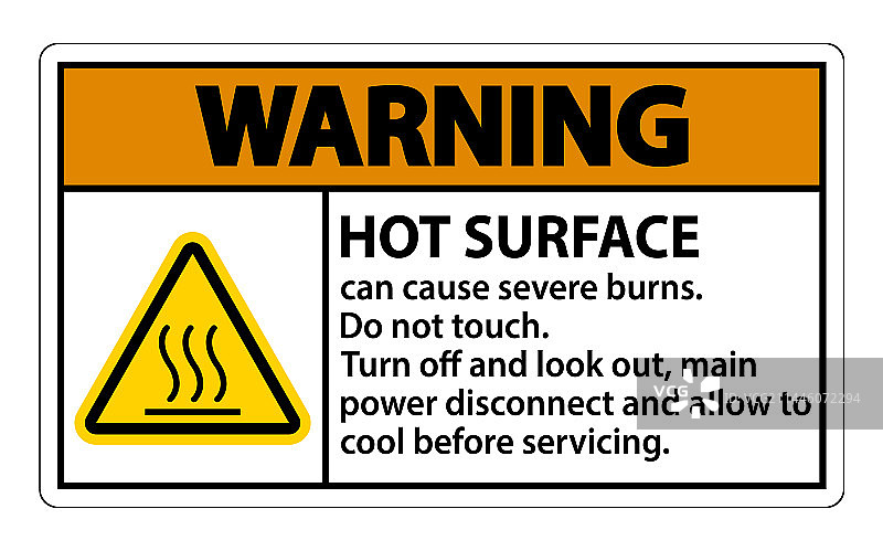 白色背景上的高温表面警告标志图片素材