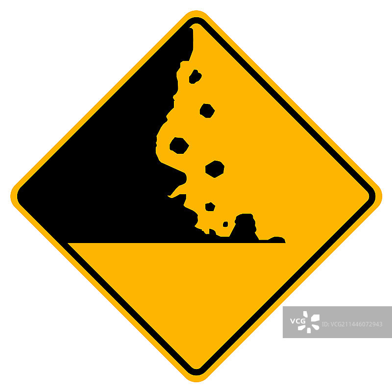 小心落石警示标志图片素材