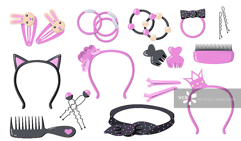 可爱的女士发饰扁平套装图片素材