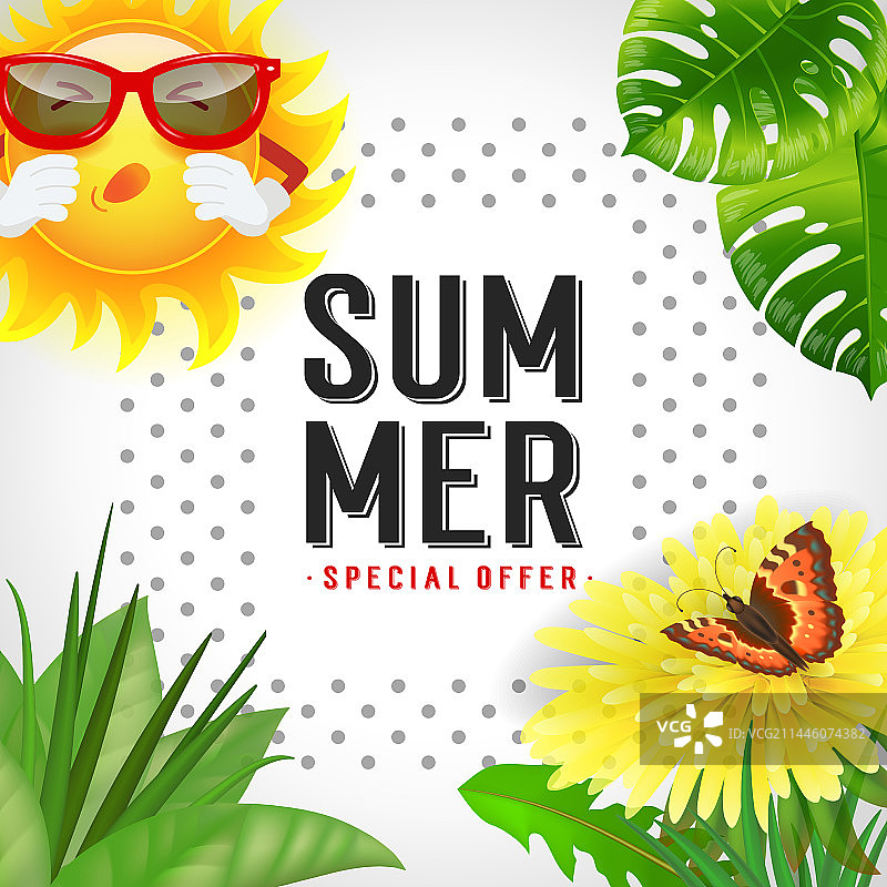 卡通太阳夏季文字图片素材