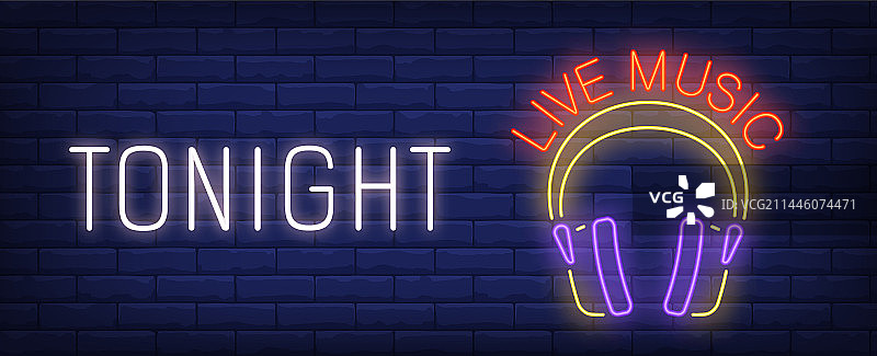 今晚现场音乐霓虹灯标志图片素材