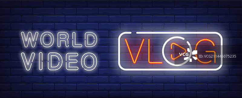 Vlog霓虹灯牌上的世界视频图片素材