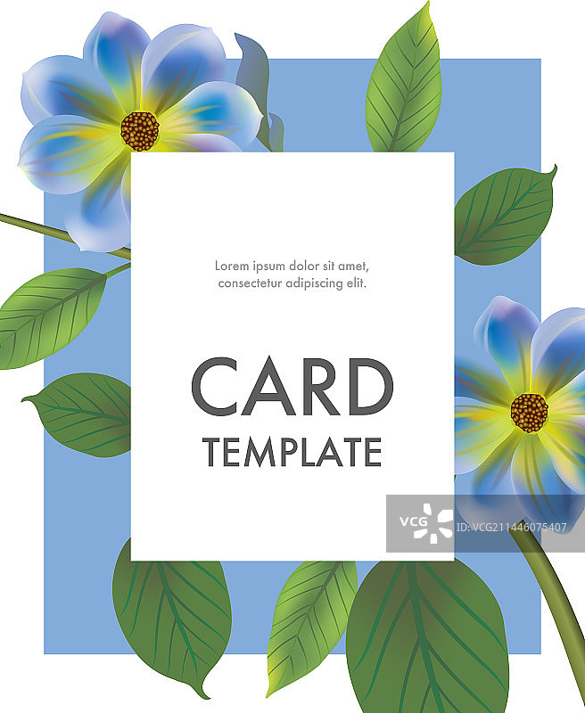 蓝色花朵贺卡模板图片素材