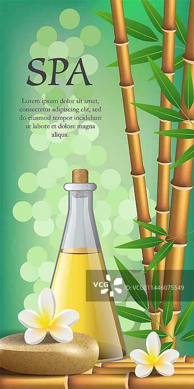 水疗主题文字花竹石瓶图片素材