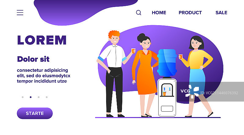 人们在饮水机旁喝水图片素材