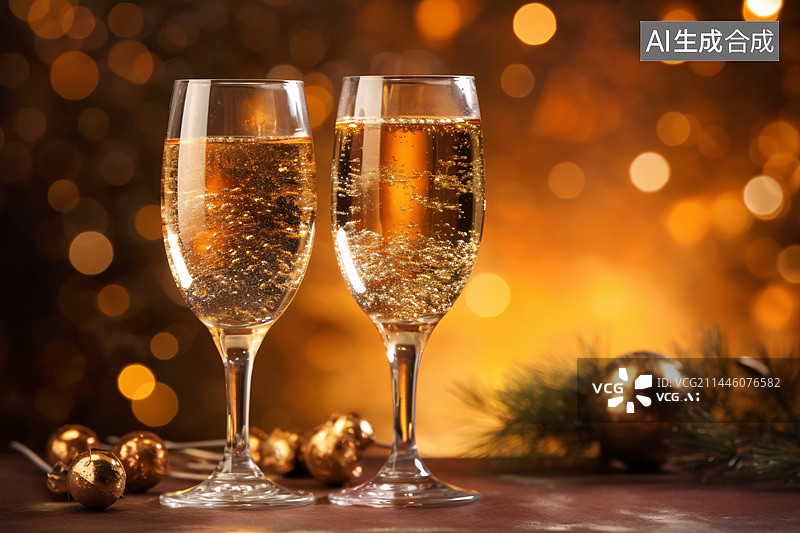 【AI数字艺术】庆祝香槟酒金色背景图片素材