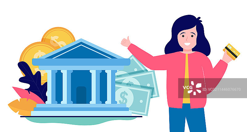 快乐的年轻女人拿着信用卡图片素材