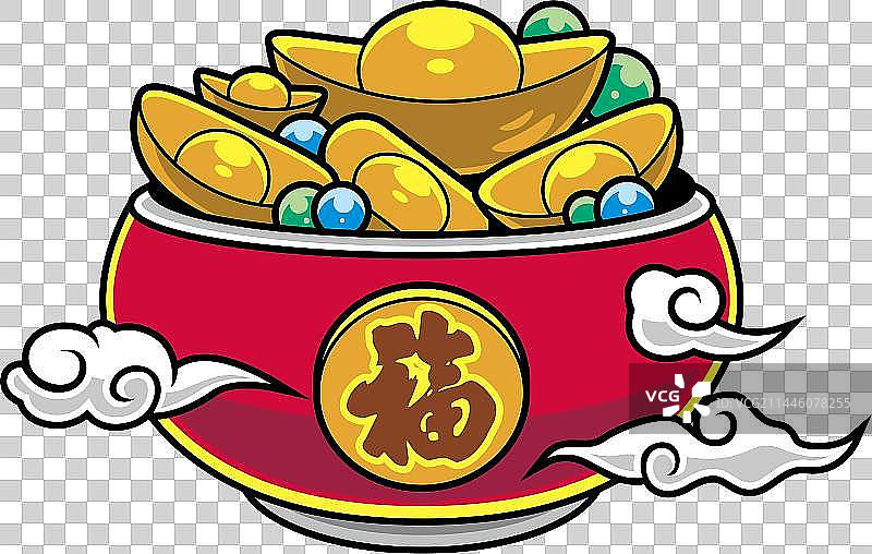 聚宝盆国潮矢量插画元素图片素材