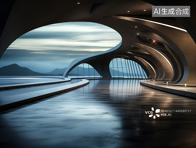 【AI数字艺术】混凝土建筑空间图片素材