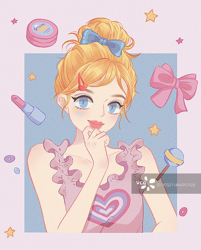 少女风插画多巴胺女孩头像图片素材