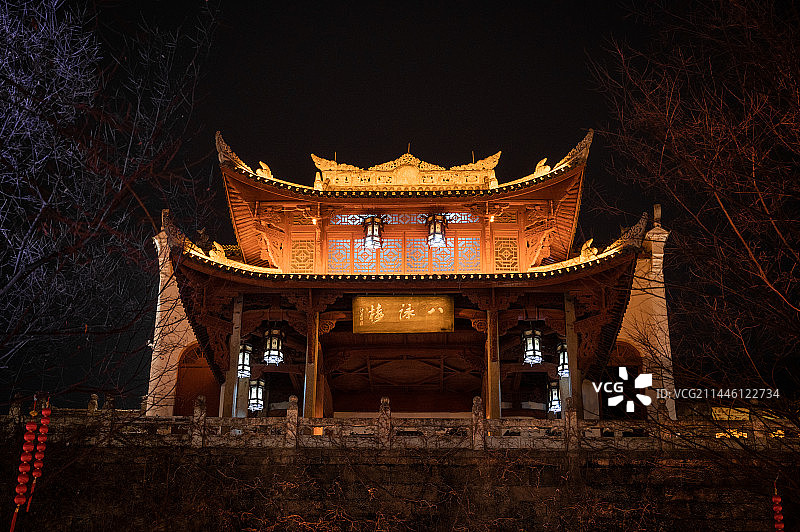 浙江金华八咏楼夜景图片素材