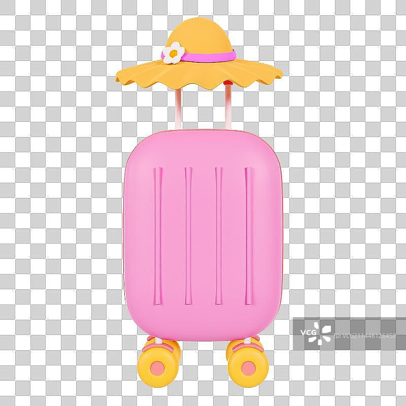 3D立体行李箱拉杆箱旅行箱子度假元素图片素材