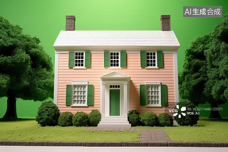 【AI数字艺术】城市中的树木和建筑物图片素材