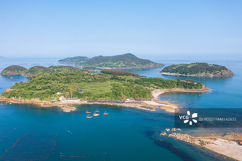 航拍大连市长海县小长山岛海边风光图片素材