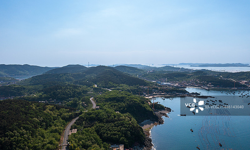 航拍大连市长海县长山岛海水养殖场图片素材
