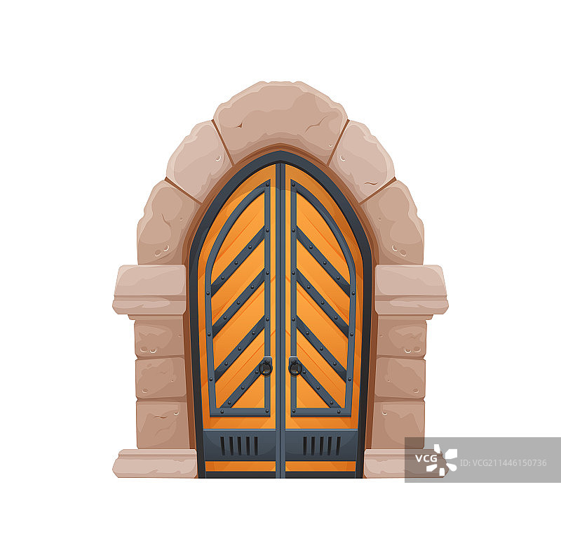 卡通中世纪城堡大门和石框图片素材