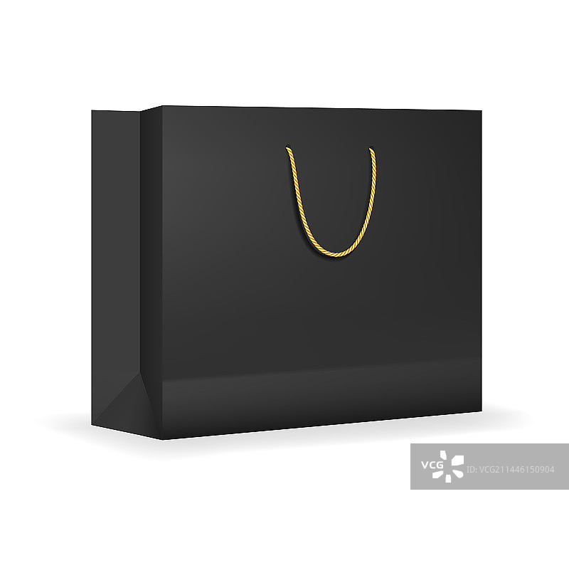 金色绳索手柄购物纸袋样机图片素材