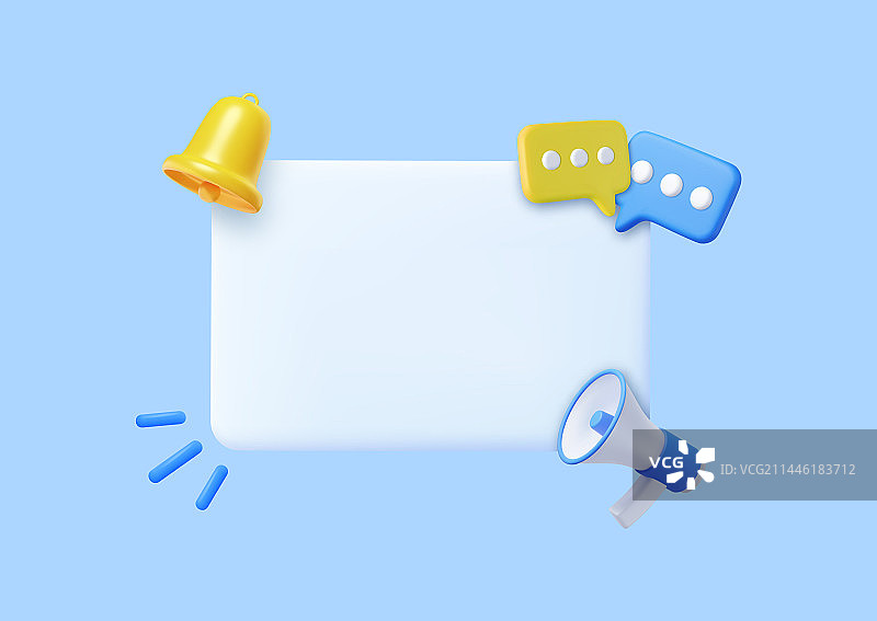 带有语音气泡消息的3D扩音器图片素材