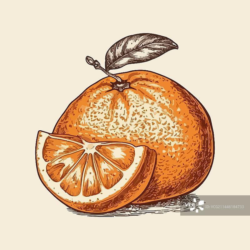 手绘橙色雕刻风格图案图片素材