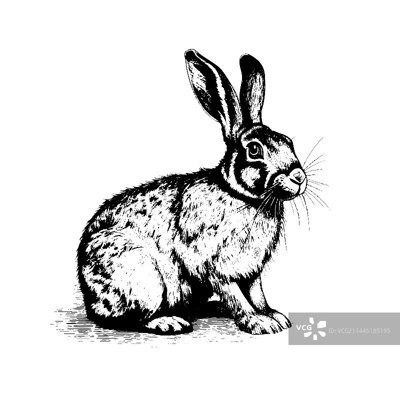 兔子手绘雕刻风格图片素材