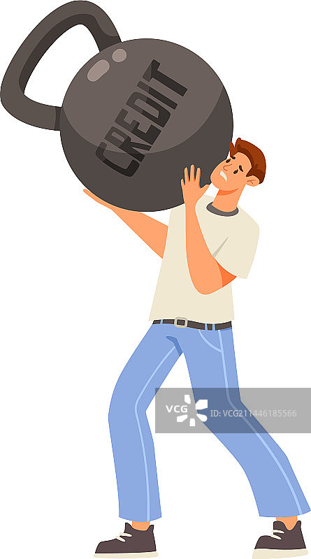 男人角色举起重物的贷款压力图片素材