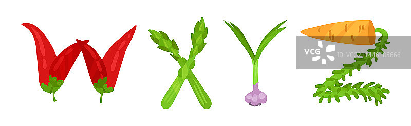 新鲜蔬菜英文字母图片素材