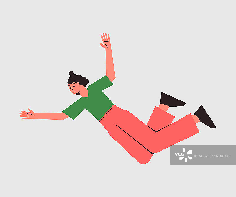 在空中飞翔的快乐女人角色图片素材