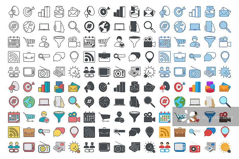 150个SEO数字营销图标图片素材