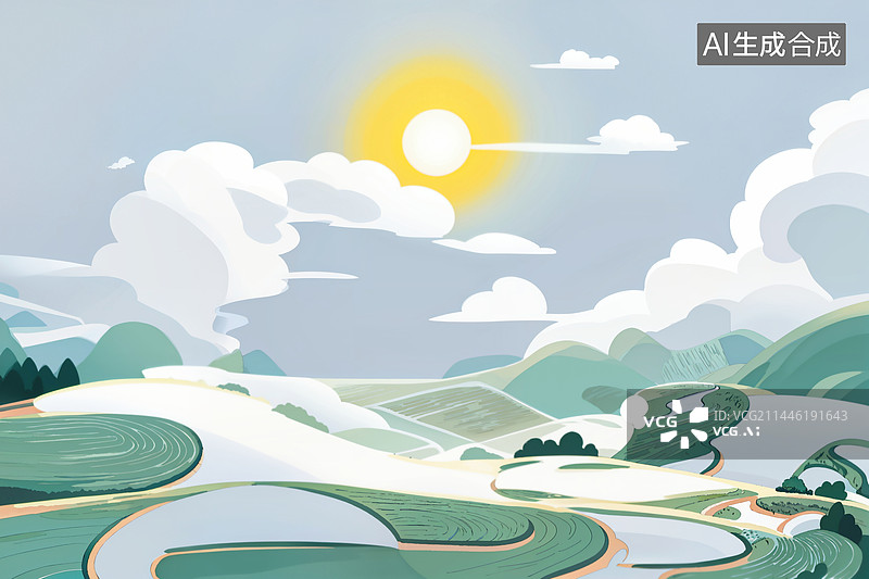【AI数字艺术】清新乡村农田风景壁纸图片素材