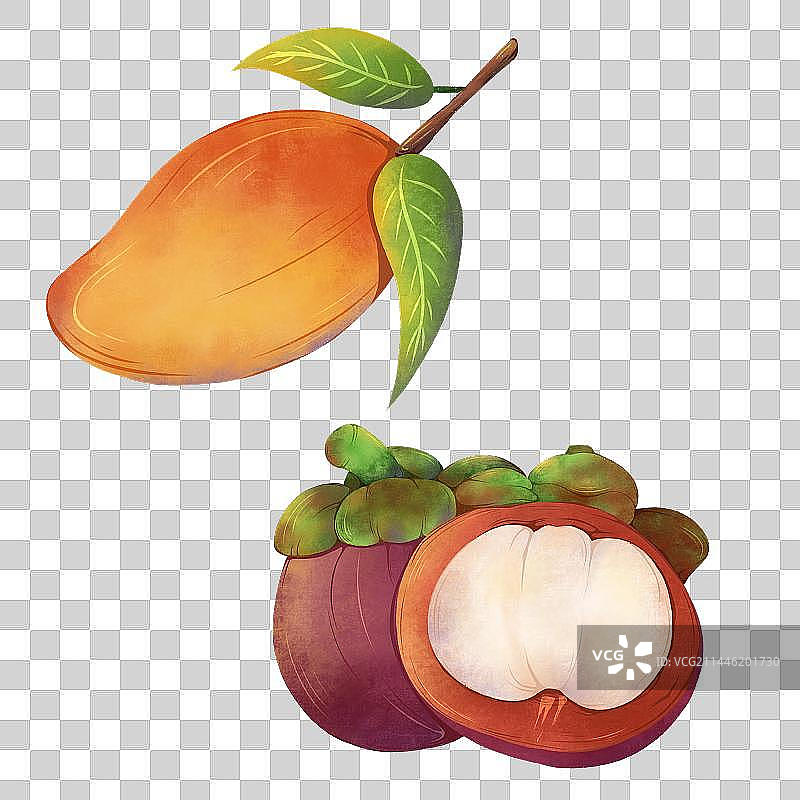 肌理水果—芒果&山竹图片素材