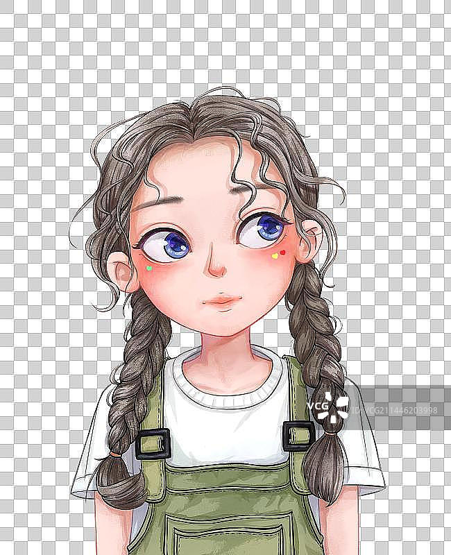 扎麻花辫的女孩图片素材