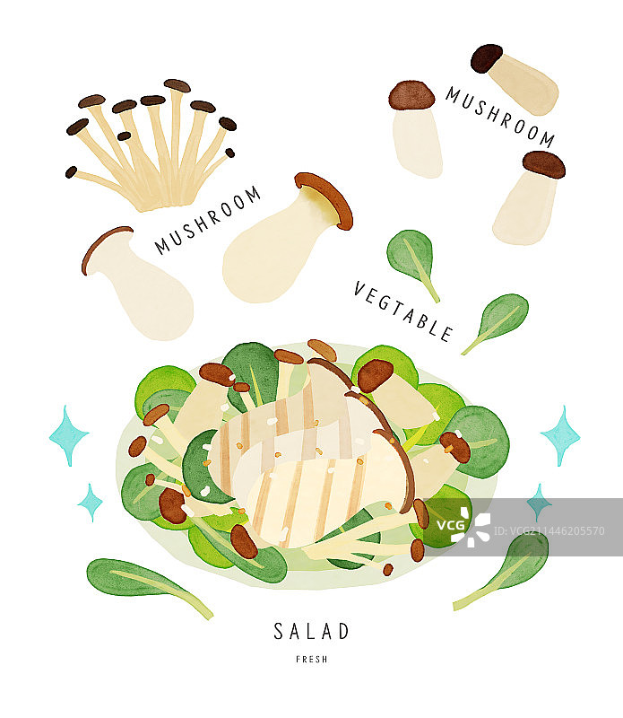 新鲜食材沙拉蔬菜健康饮食蘑菇图片素材