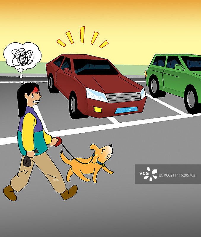 冲突、停车、社会问题插画图片素材