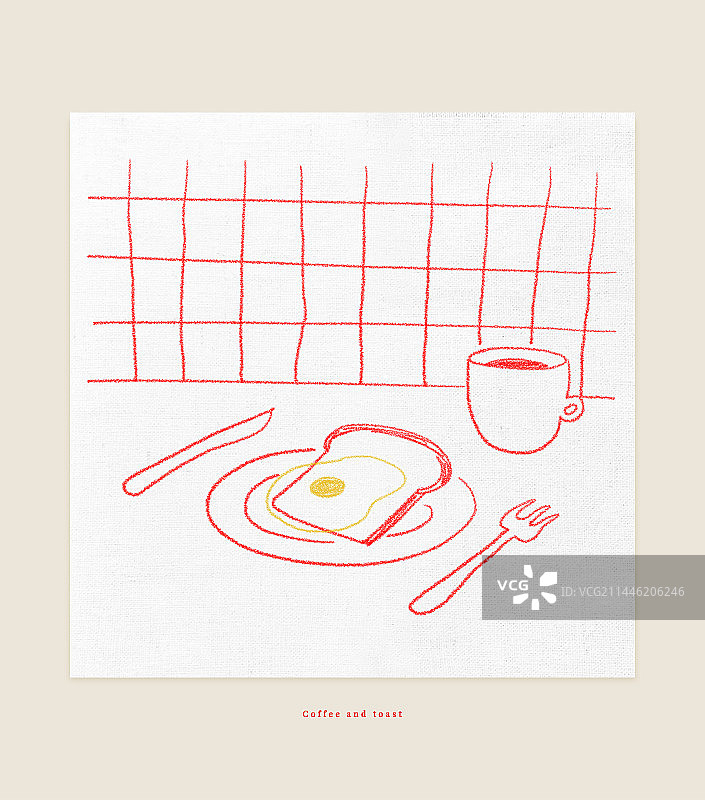 餐厅美食插画：手绘吐司碗图片素材