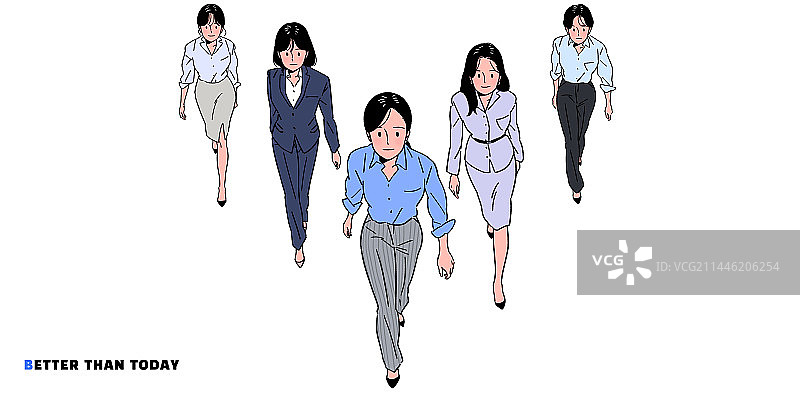 3-5人商务白领团队合作行走图片素材