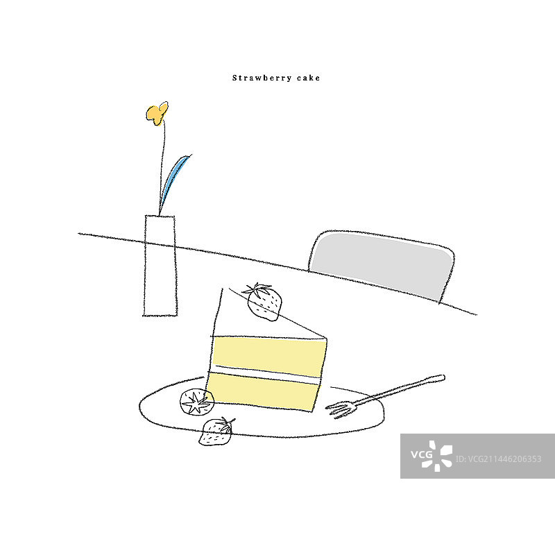 线条艺术美食咖啡馆甜点插画图片素材