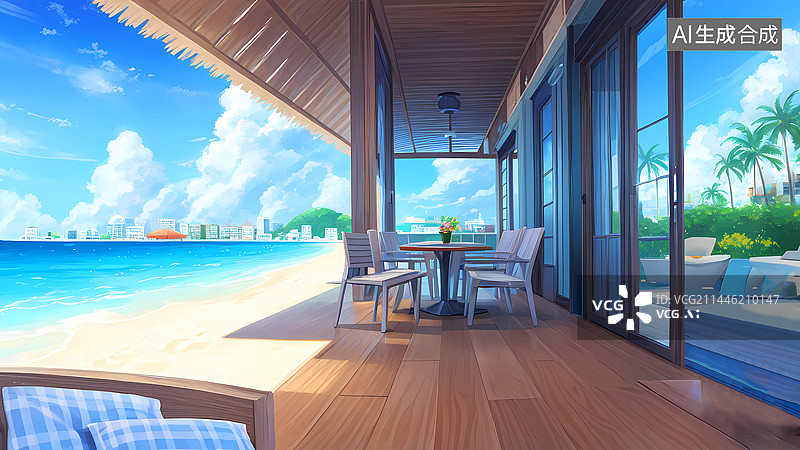 【AI数字艺术】海滨小镇图片素材