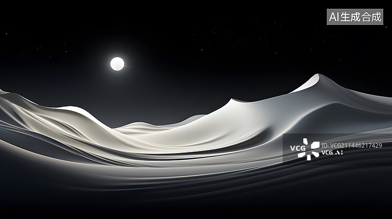 【AI数字艺术】黑白极简沙漠风景概念插图背景图片素材