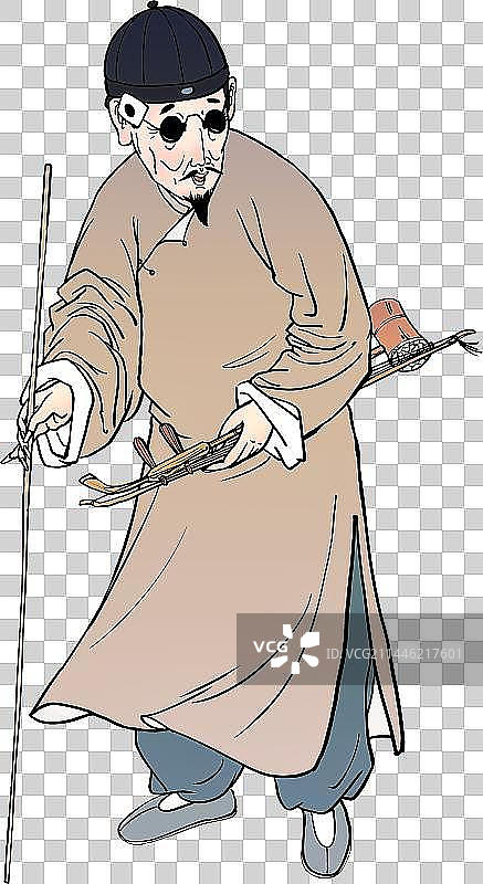 手拿二胡的盲人瞎子阿炳人物元素图片素材