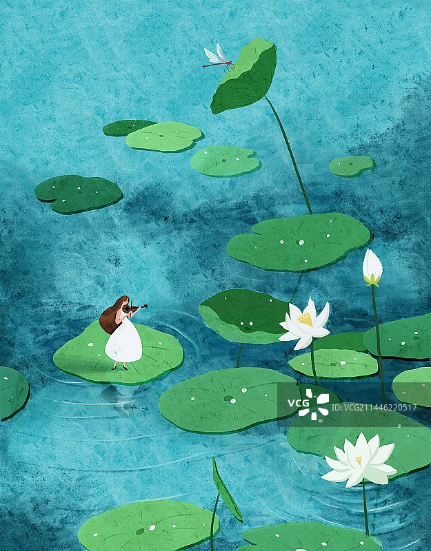 池塘里的音乐仙子图片素材