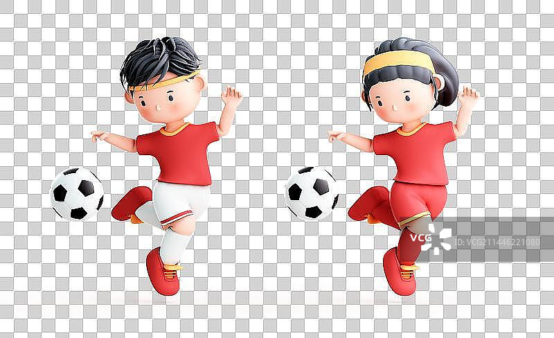 3D渲染的可爱的卡通足球运动员图片素材