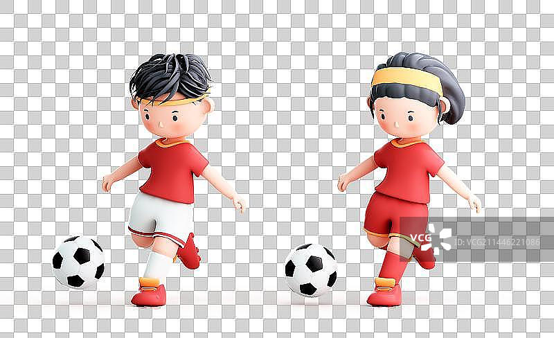 3D渲染的可爱的卡通足球运动员图片素材