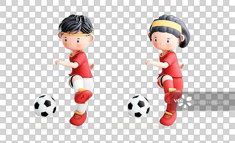 3D渲染的可爱的卡通足球运动员图片素材