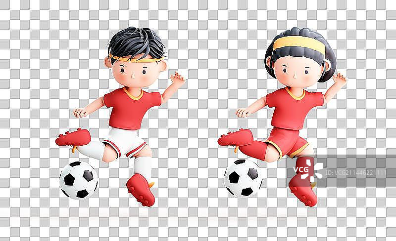 3D渲染的可爱的卡通足球运动员图片素材
