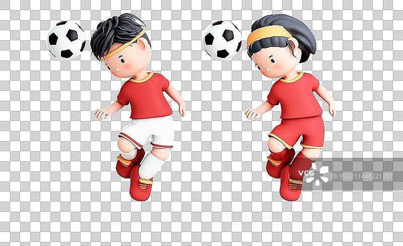 3D渲染的可爱的卡通足球运动员图片素材
