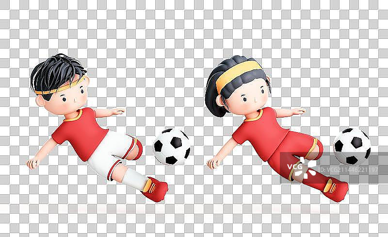3D渲染的可爱的卡通足球运动员图片素材